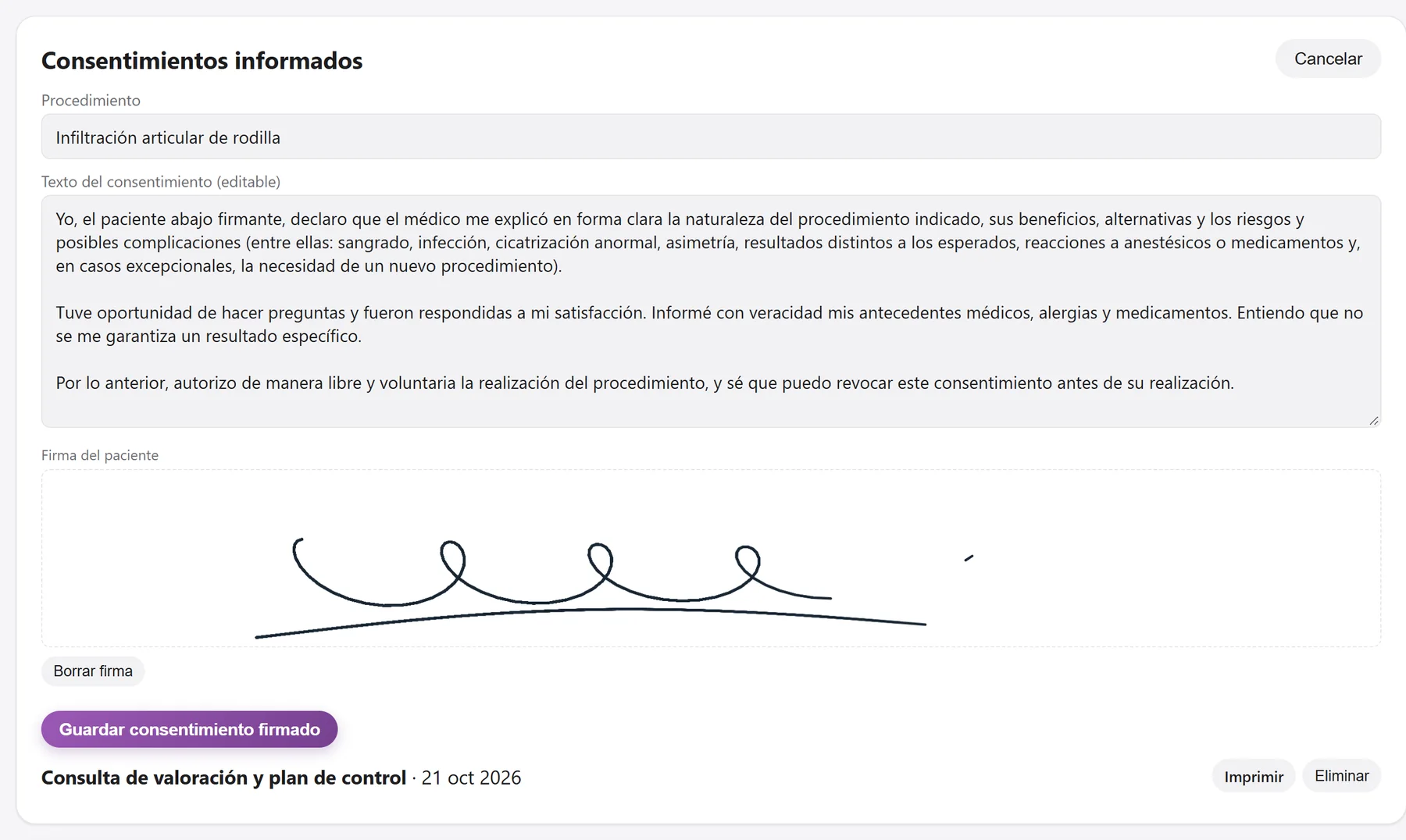 Consentimiento informado con firma digital