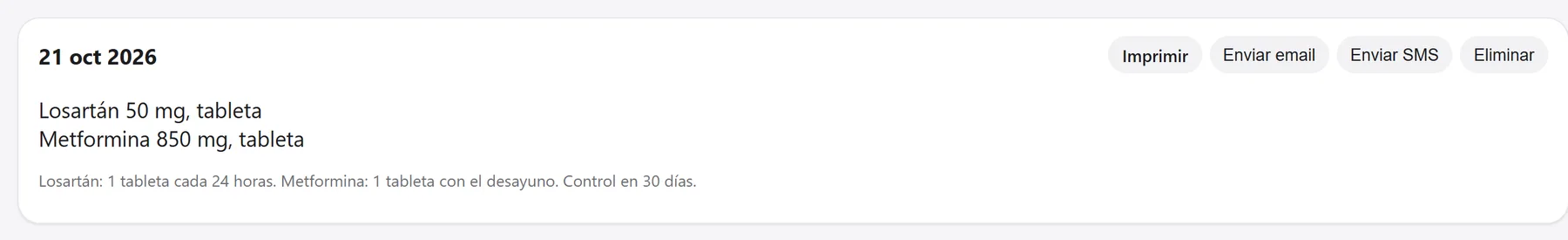 Receta guardada y enviada